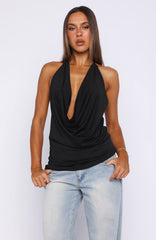 Caught You Looking Halter Top Black