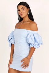 Fern Puff Sleeve Mini Dress Icy Blue