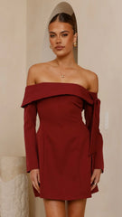 Halen Long Sleeve Mini Dress Wine