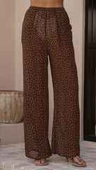 Zavier Oversized T Shirt and Polka Dot Pants Set Beige Chocolate