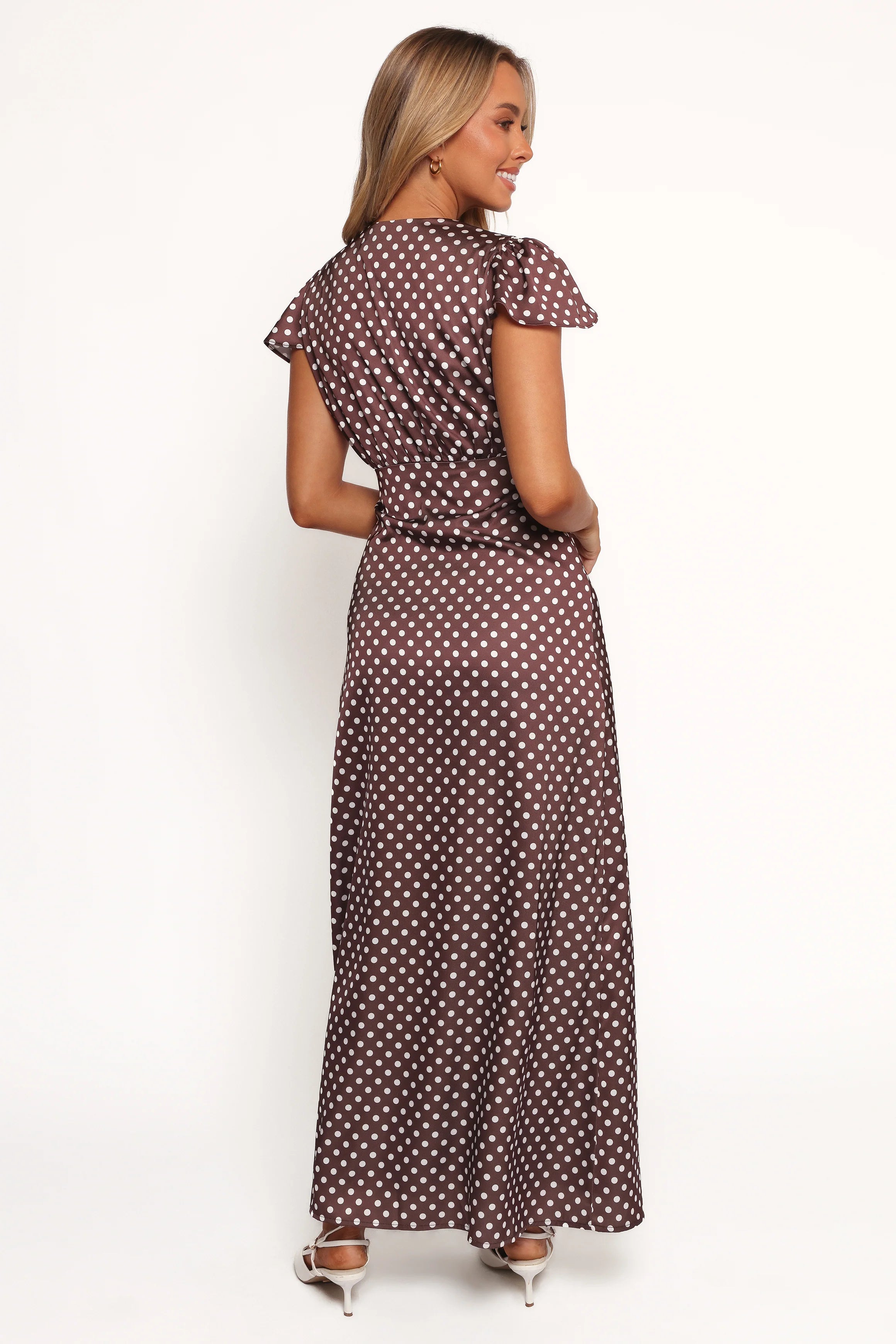 Dean Maxi Dress Brown Polka Dot