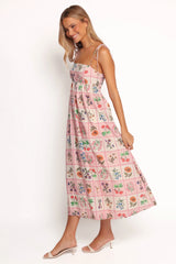 Simona Maxi Dress Pink Floral Tile