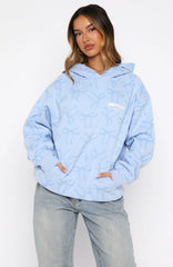 Vol 1 Oversized Printed Hoodie Blue Bow