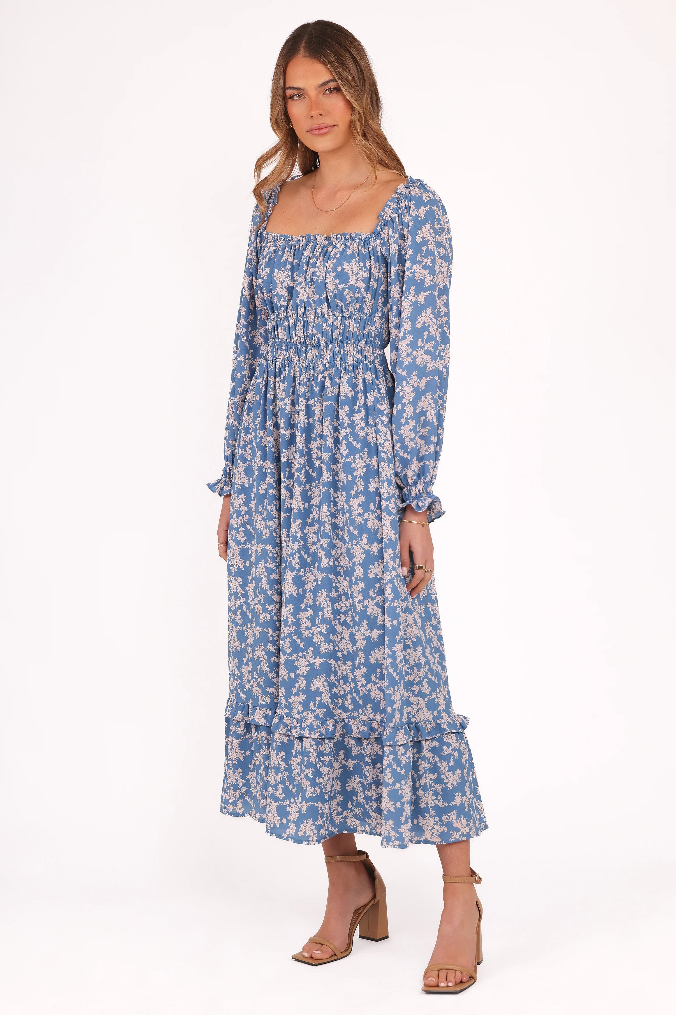 Aine Midi Dress Blue Floral