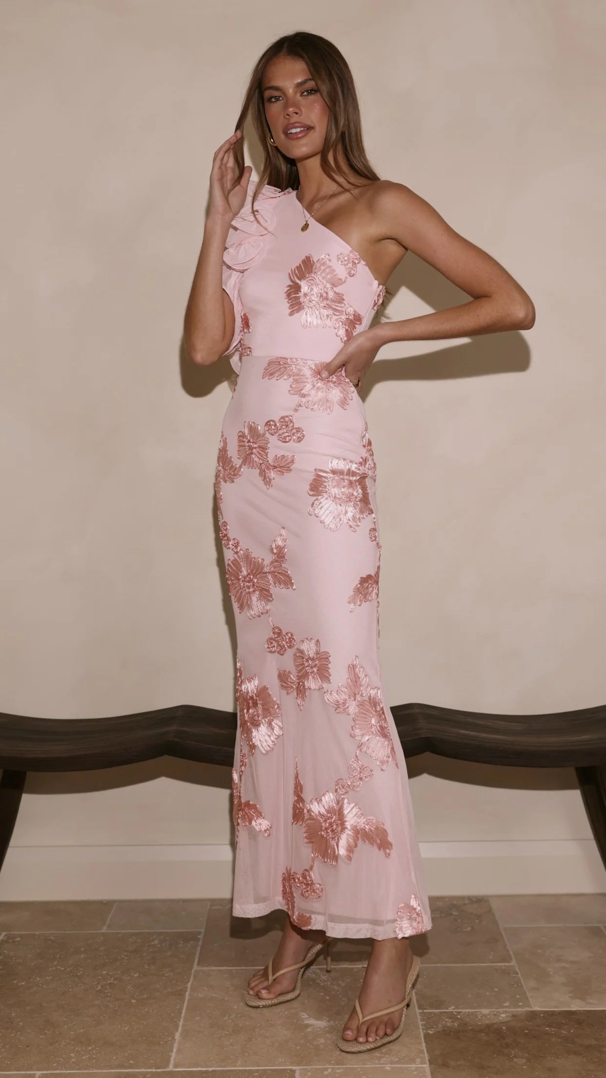 Darlee Maxi Dress Blush Pink Floral