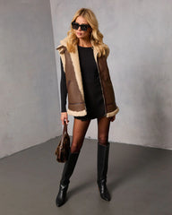 Rustic Lodge Sherpa Lined Vegan Leather Vest