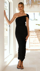 Liana Asymmetrical Maxi Dress Black