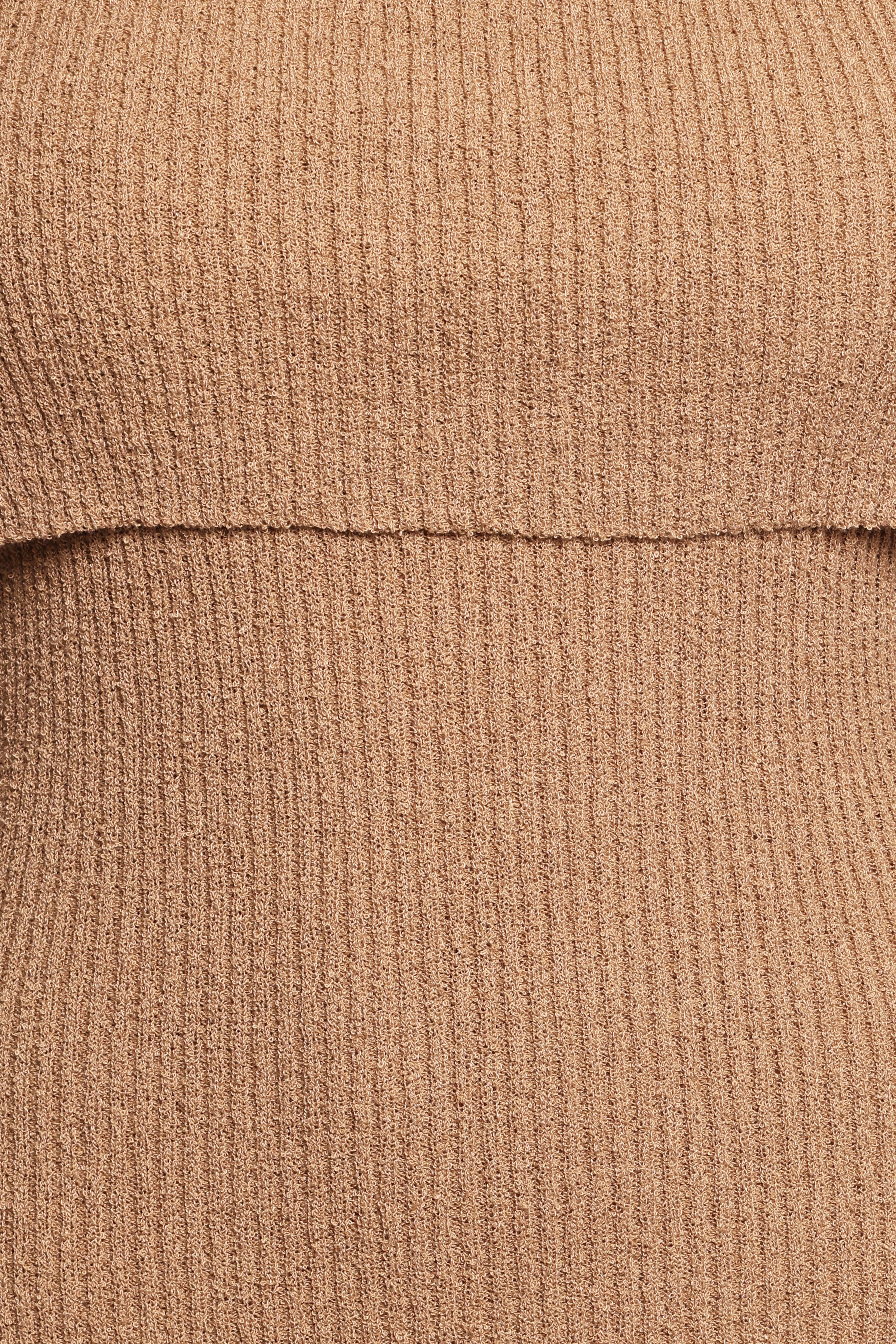 Domitia Off Shoulder Knit Dress Brown