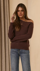 Briella Boat Neck Sweater Brown