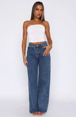 Bring The Style High Rise Wide Leg Jeans Admiral Blue