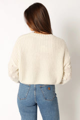 Catalina Polka Dot Texture Knit Sweater Ivory