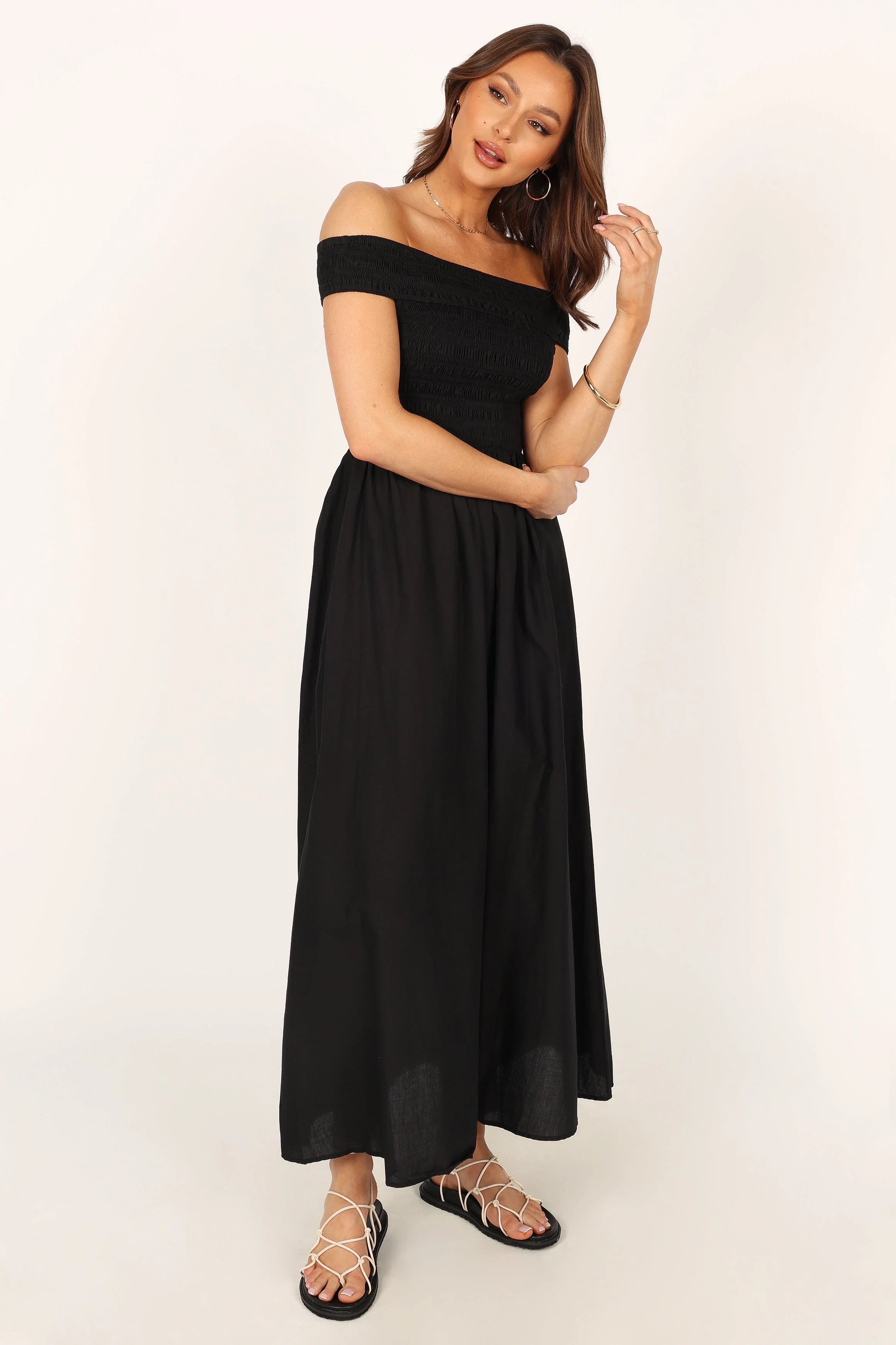 Tessa Off Shoulder Maxi Dress Black