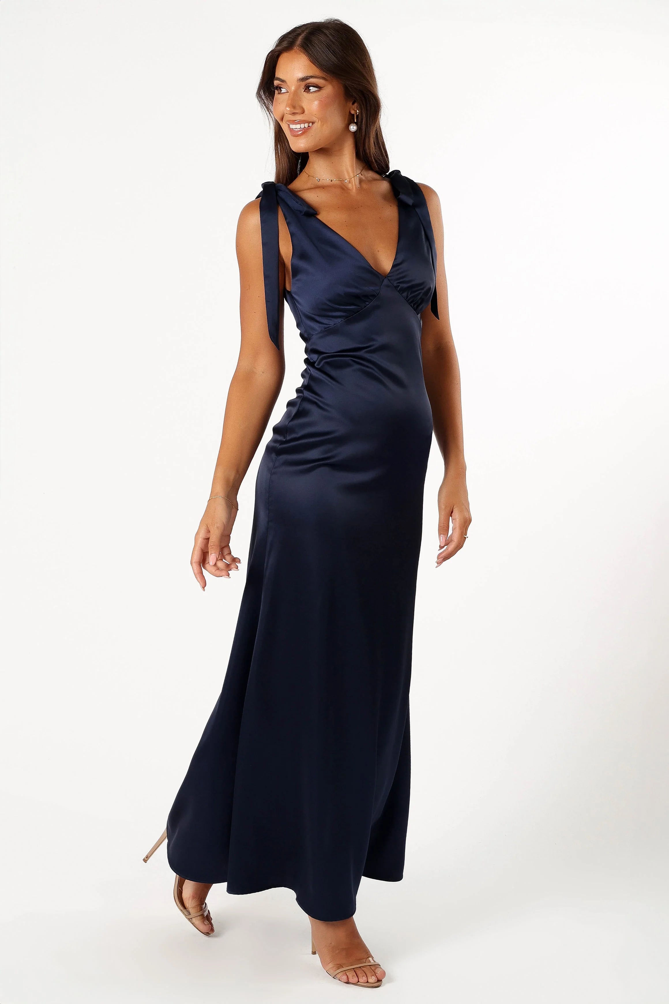 Xavier Bow Shoulder Maxi Dress Navy