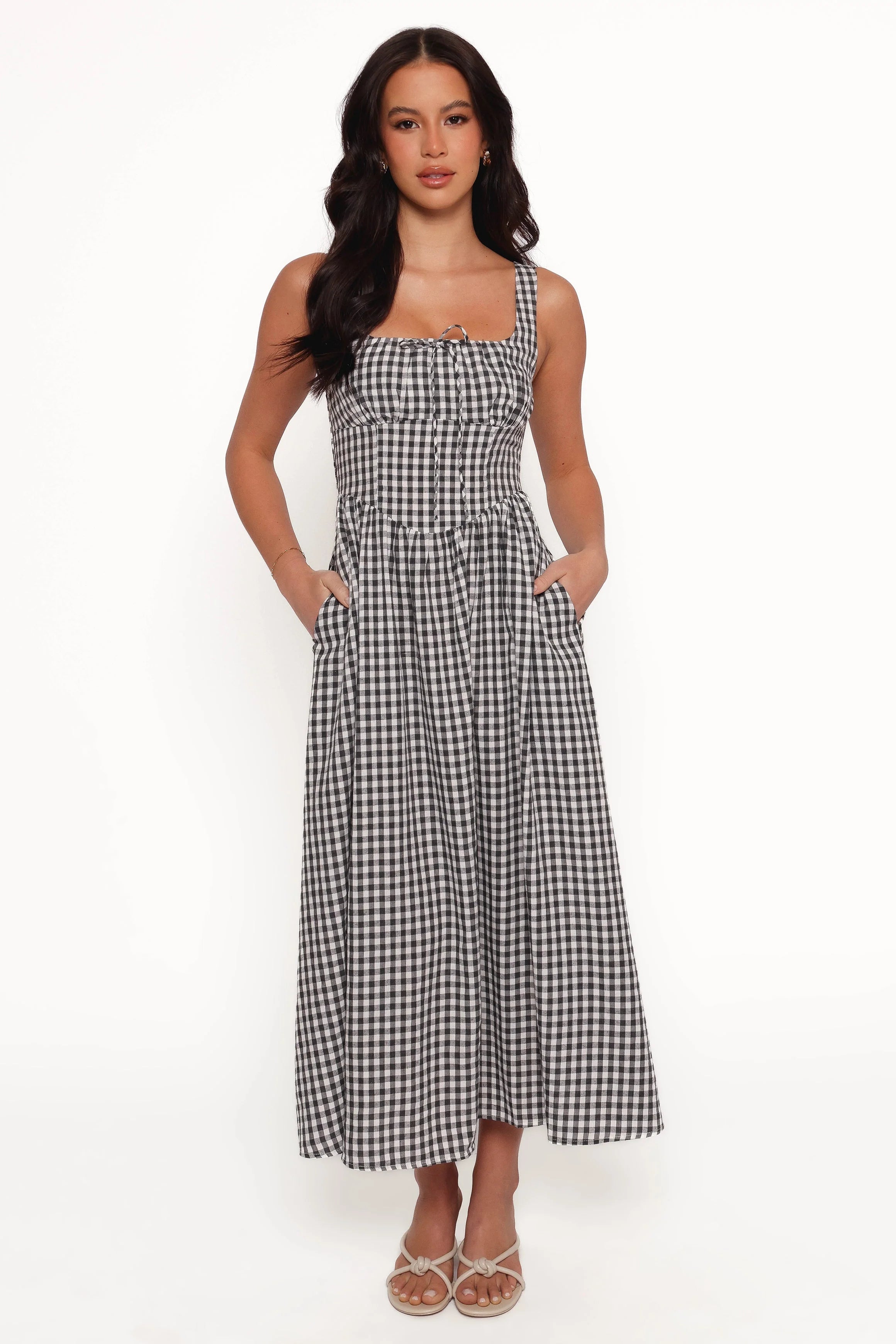 Kinslee Midi Dress Black Gingham