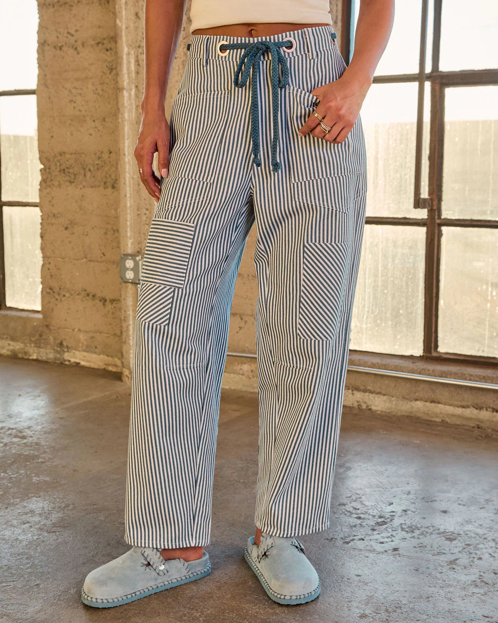 Lumen Pinstripe Rigid Straight Leg Jeans