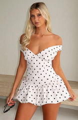 The Moment I Met You Mini Dress Cream Black Polka Dot