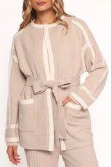 Maloney Tie Front Coatigan Beige