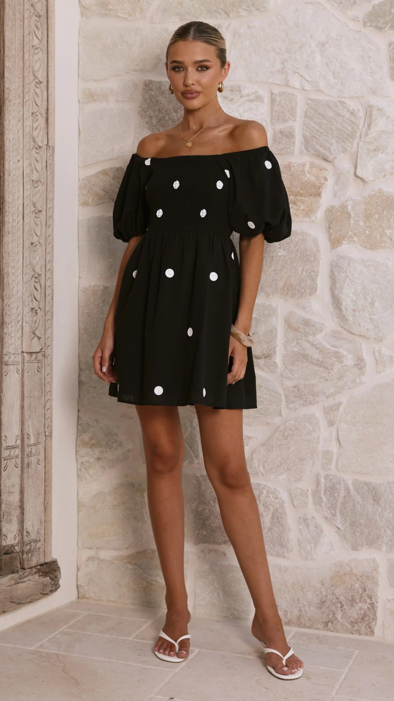 Marissa Mini Dress Black Polka