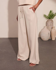 Loriela Drawstring Wide Leg Linen Blend Pants