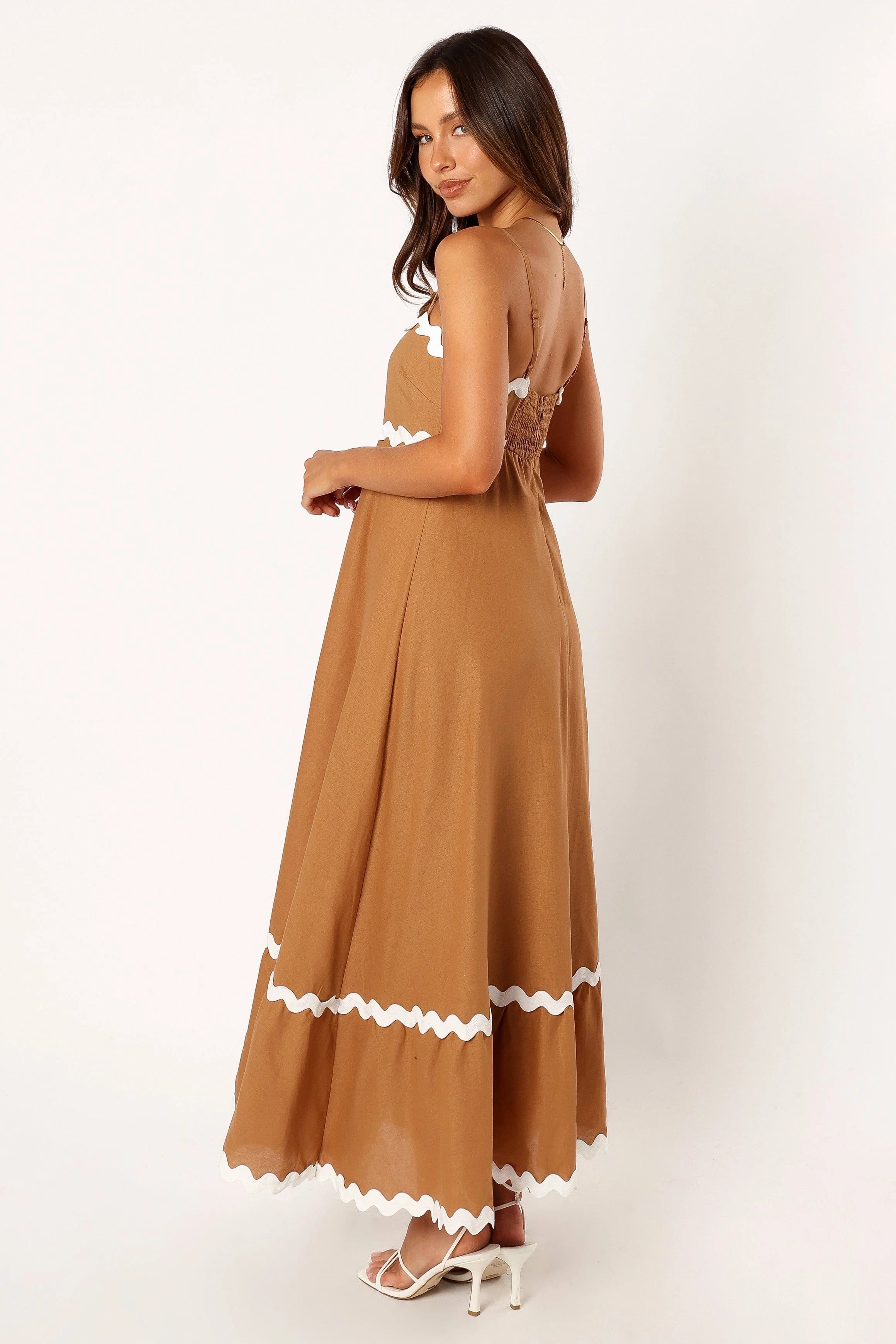 Yana Maxi Dress Tan White