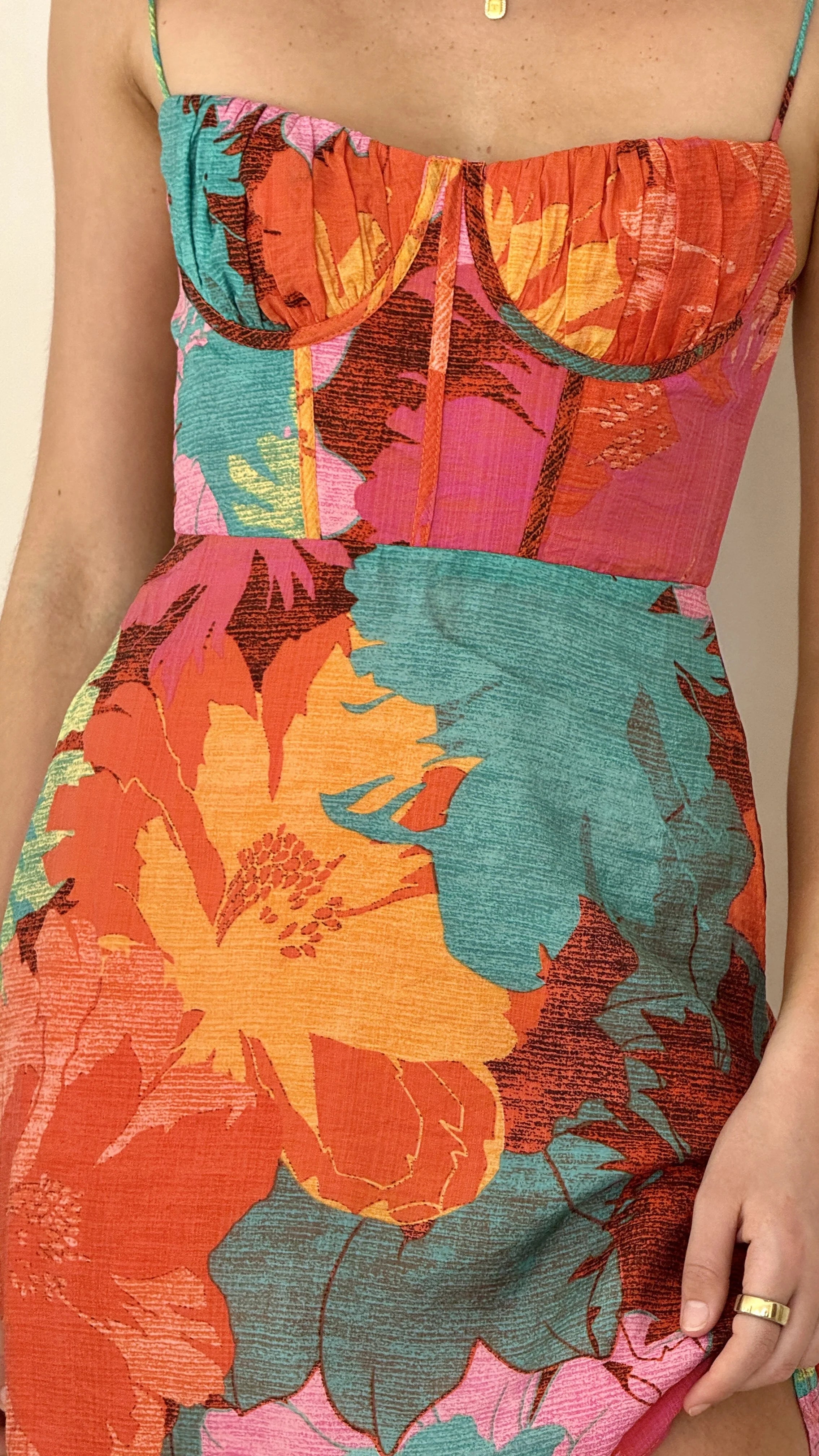 Rahima Maxi Dress Orange Floral