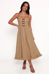 Robbins Midi Dress Beige Brown