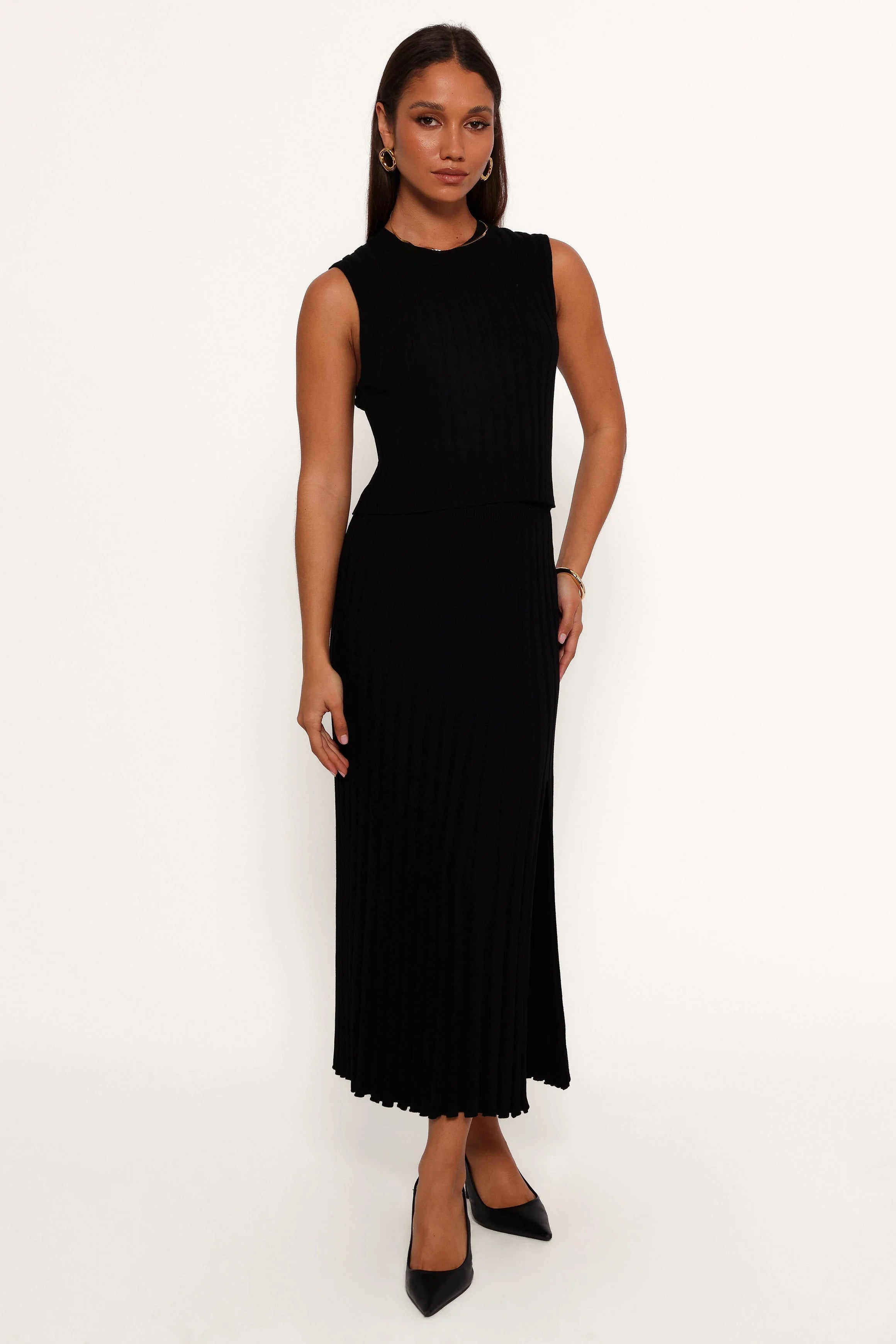 Carson Knit Midi Skirt Black