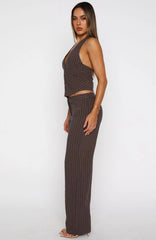 I Dont Compete Straight Leg Pants Chocolate