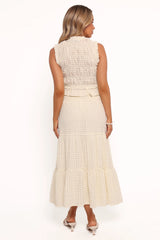 Farica Gingham Midi Skirt Cream