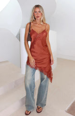 Behind The Light Lace Mini Dress Rust