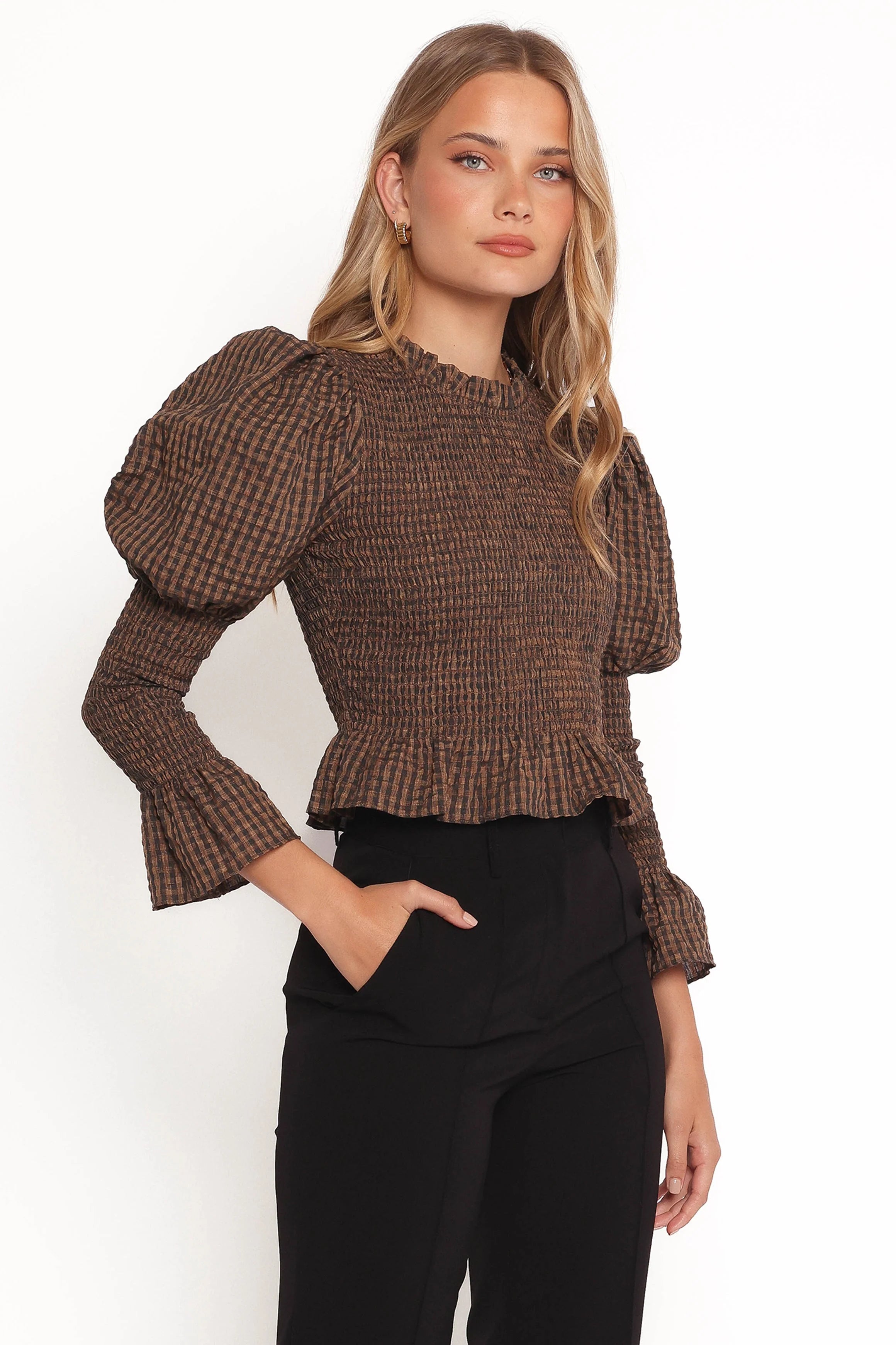 Nora Long Sleeve Top Check