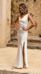Iris Asymmetrical Maxi Dress Ivory
