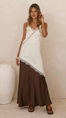 Sayuri Satin Lace Mini Tunic Cream