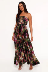 Angelique Strapless Maxi Dress Grey Blurred Floral