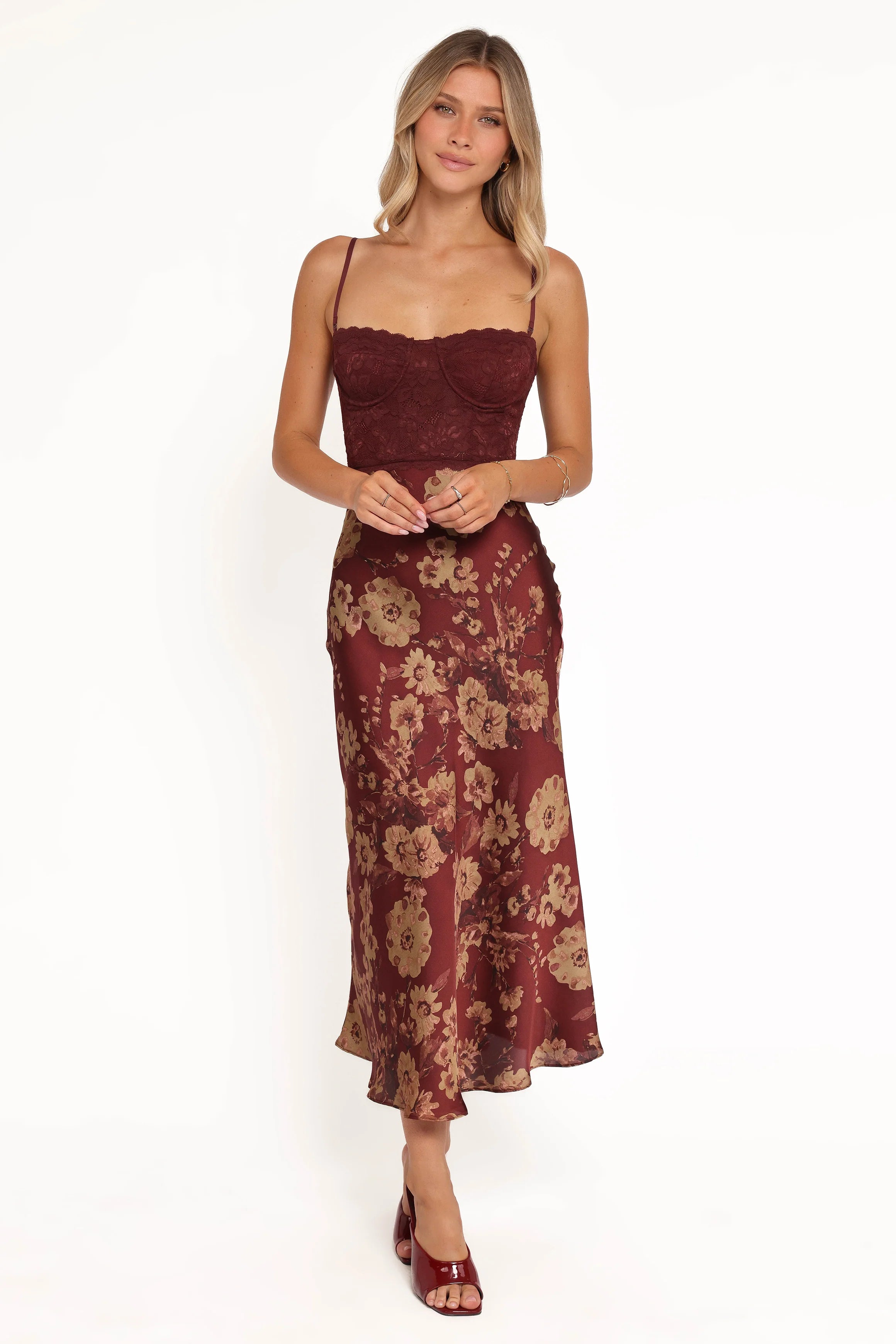 Shakira Midi Dress Bronzed Merlot