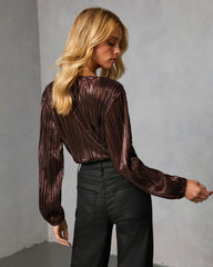 Benoite Satin Plisse Bodysuit