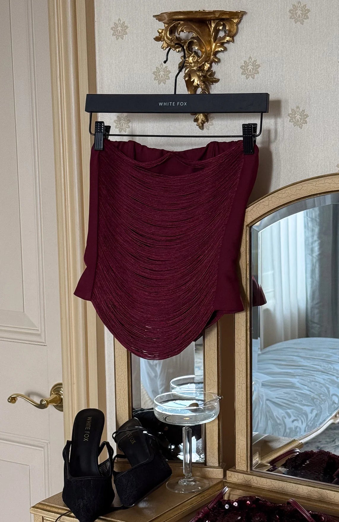 All Too Well Fringe Bustier Burgundy