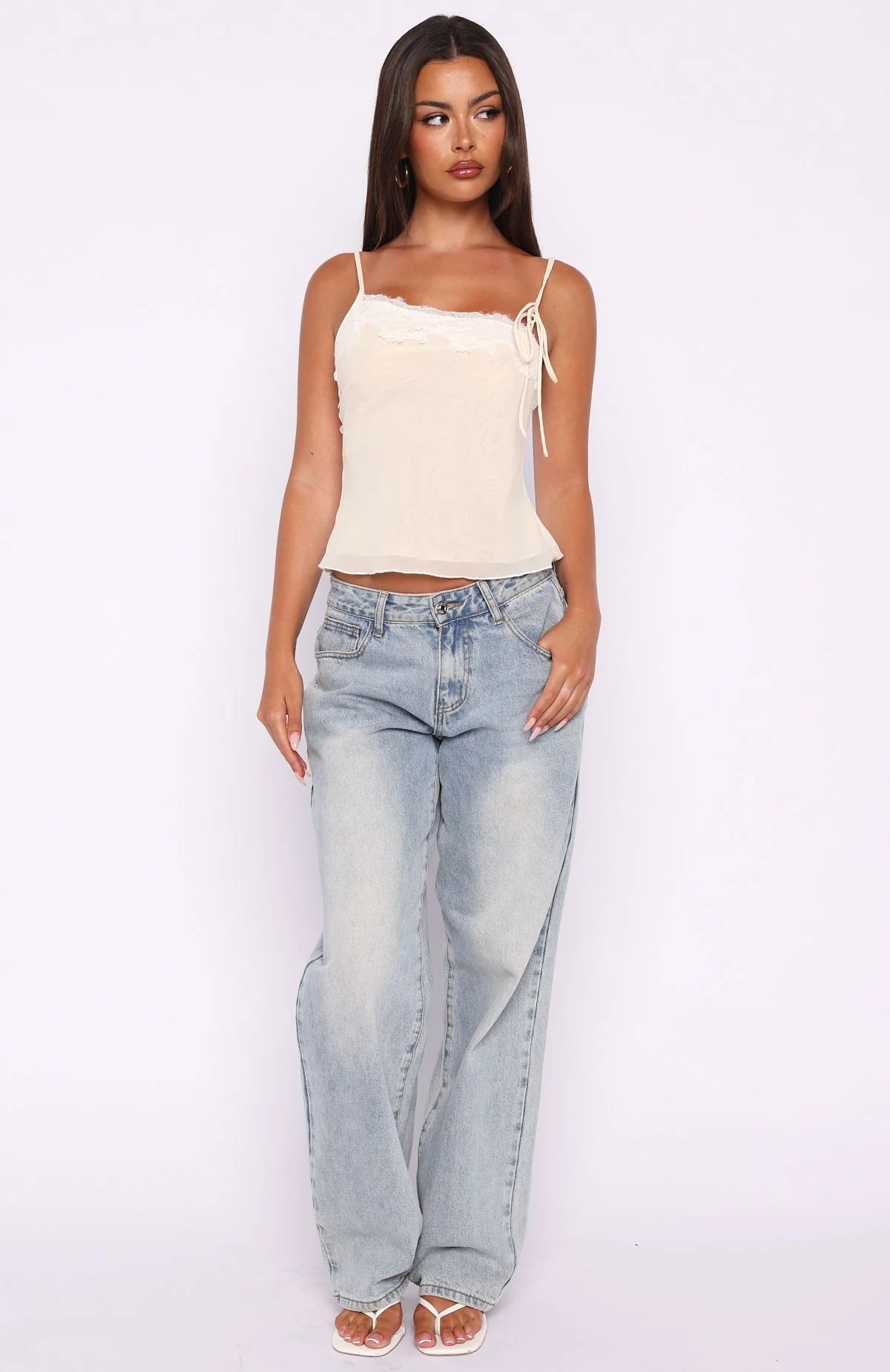 Blissfully Bold Lace Cami Top Cream