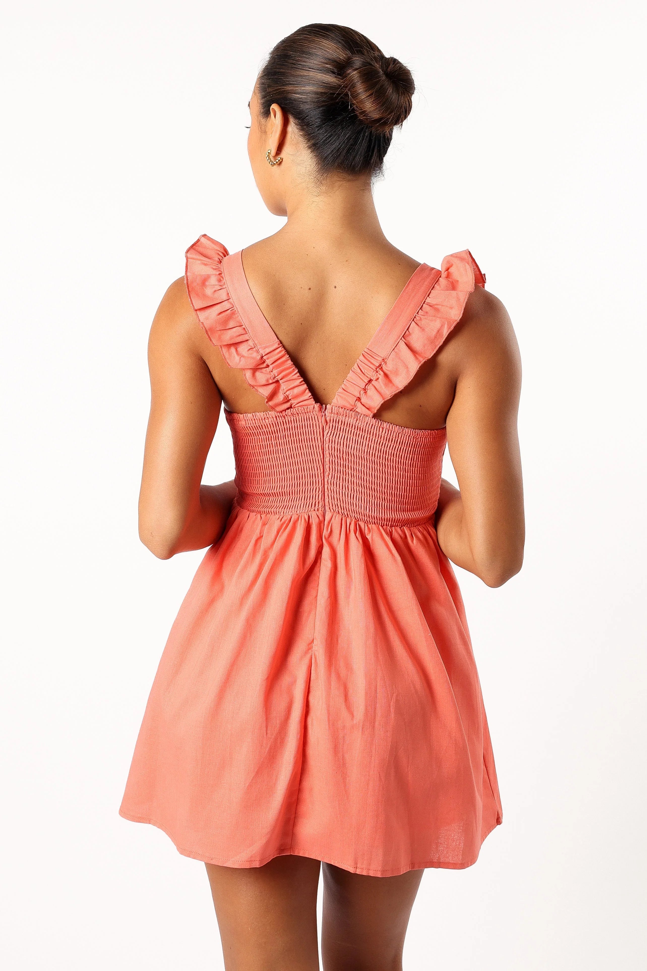 Rowan Frill Mini Dress Coral