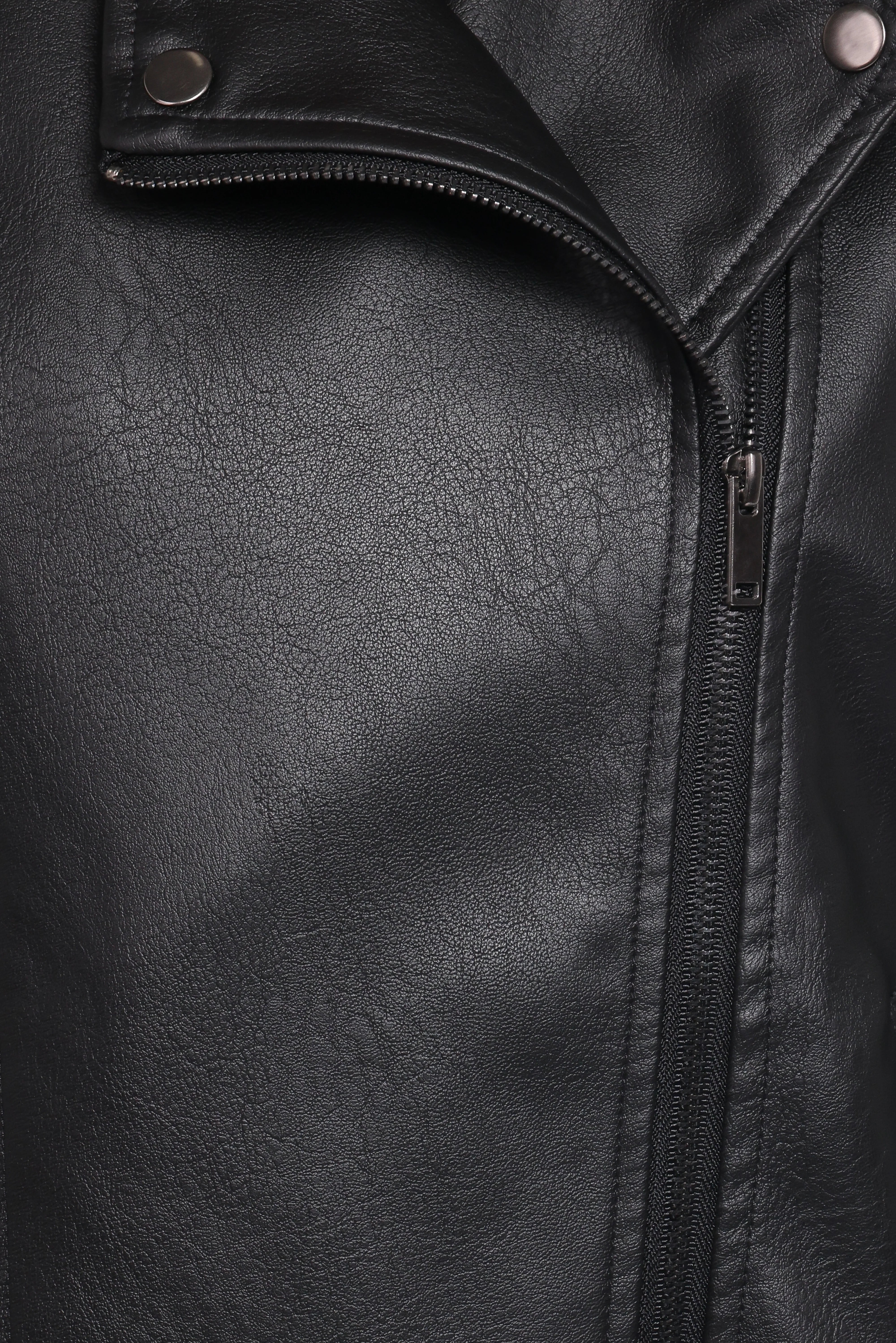Parsons Oversized Faux Leather Moto Jacket Black