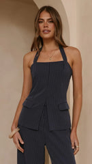 Fallon Halter Neck Top Navy