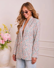 Dewy Meadow Floral Print Blazer