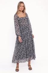 Faith Long Sleeve Maxi Dress Black Floral
