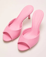 Liorra Vegan Leather Heeled Peep Toe Mules