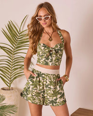 Moonlit Palms Abstract Halter Top