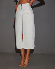 Luxe Lifestyle Front Zip Midi Skirt