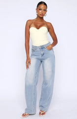 Born To Shine High Waisted Barrel Jeans Light Blue