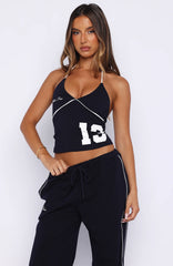 Cant Help The Feeling Halter Top Navy