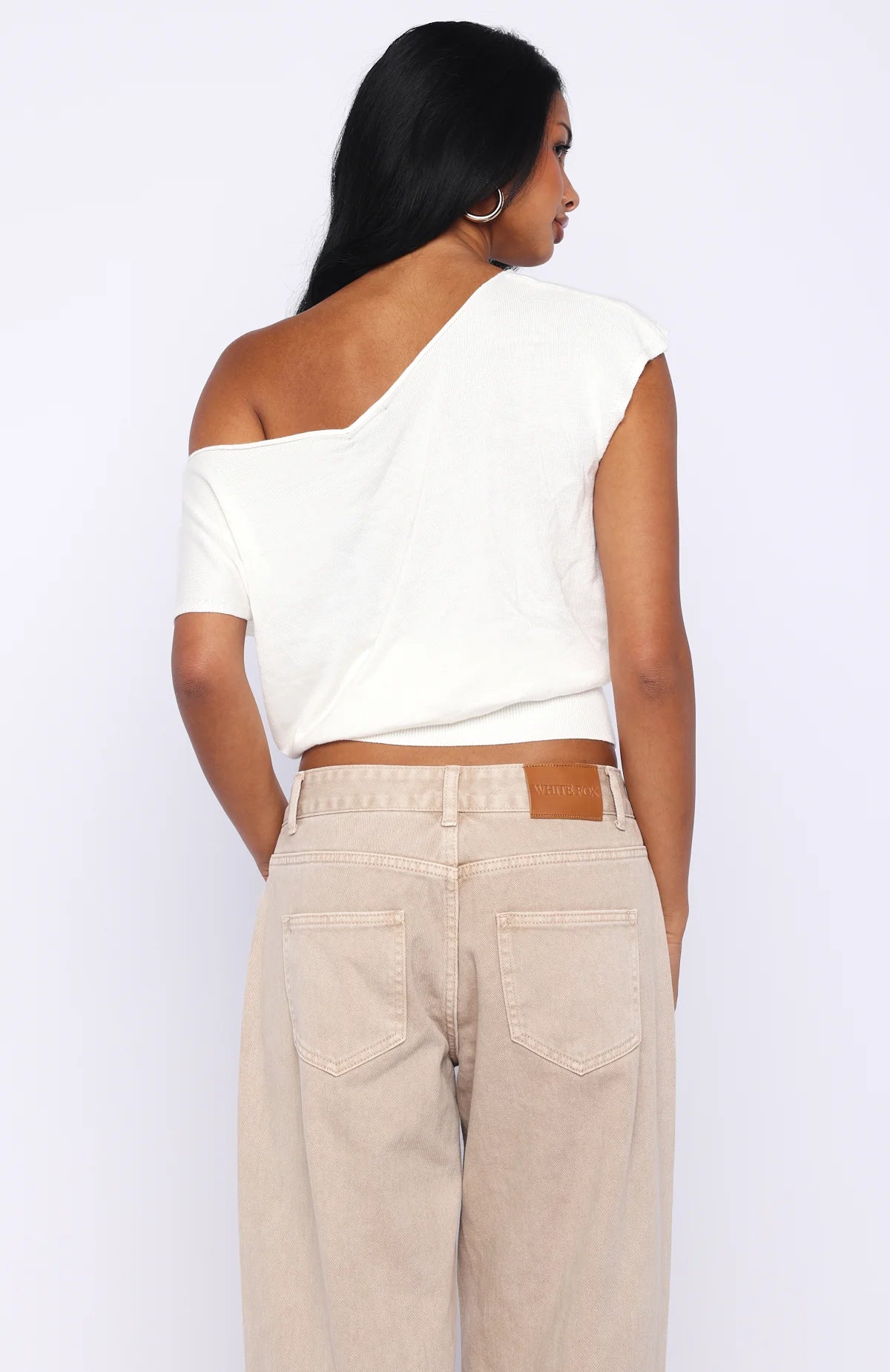 Cant Change My Mind Off Shoulder Cinched Top Off White