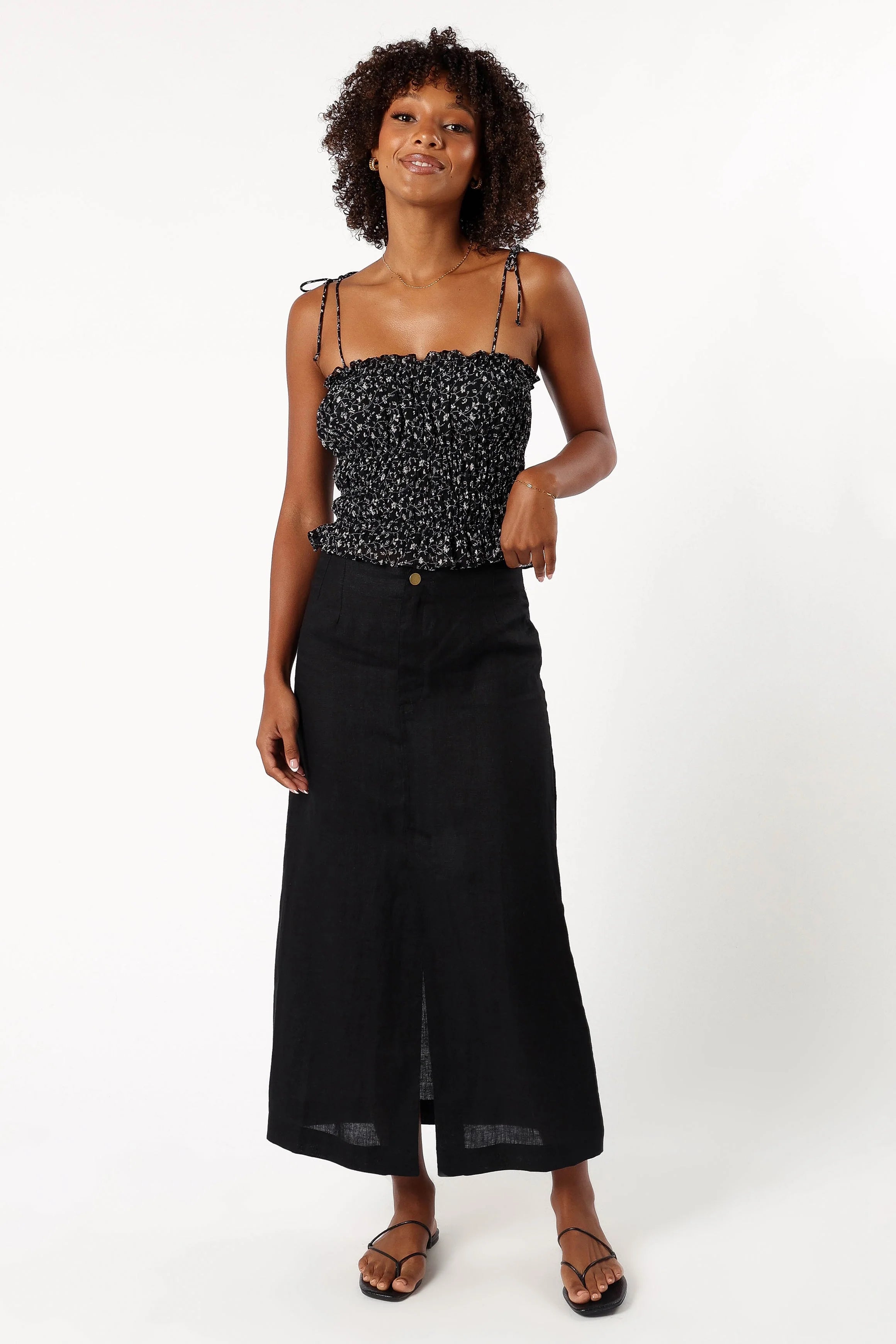 Allison Ruffle Top Black Off White
